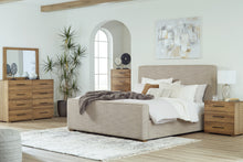 Load image into Gallery viewer, Dakmore King Upholstered Bed with Mirrored Dresser, Chest and Nightstand
