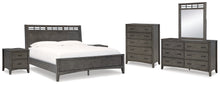 Load image into Gallery viewer, Montillan California King Panel Bed with Mirrored Dresser, Chest and 2 Nightstands
